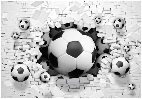 WallArena Vlies Fototapete Kinderzimmer Fußball 200x140 cm Abstrakt | Hochwertige Vliestapete, für Wohnzimmer Schlafzimmer, Vliestapete Wandtapete Tapete 3D Effekt- inkl. Kleister