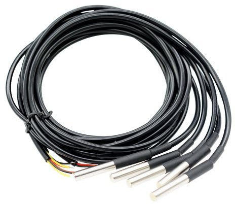 Aideepen 5 Stuck 5m Digitaler Edelstahl Temperatursensor, Wasserdicht Temperaturfühler kompatibel mit Arduino und Raspberry Pi inklusive E-Book, kompatibel mit Shelly