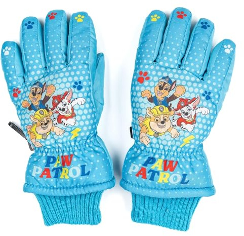 United Labels Paw Patrol Gants de ski d'hiver pour garçon de 5 à 7 ans, gants d'hiver imperméables et coupe-vent, gants de neige, gants chauds pour snowboard et ski, bleu