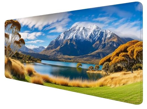 Montagne Neige Tapis de Souris Large Tapis de Souris Gaming Tapis de Bureau XXL 1400x700x3mm,Tapis Ordinateur Accessoire Bureau avec Base Anti-Dérapage pour Les Clavier et Souris Gamer J818