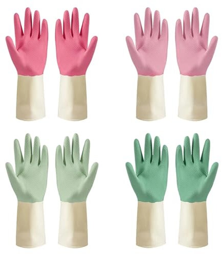 UALXPAO Putzhandschuhe Langlebige wasserdichte Gummihandschuhe for die Küchenreinigung, Sicherheits-Haushaltshandschuhe, lange Latex-Geschirrspülhandschuhe(Pink,M)