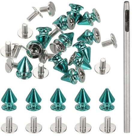 PATIKIL 12mm Studs for Clothing, 12 Sets Spikes for Clothes Studs and Spikes Leather Rivets Metal Cone Punk Spikes Screw Posts with Hole Puncher for Leather Jacket Fabric, Dark Blue