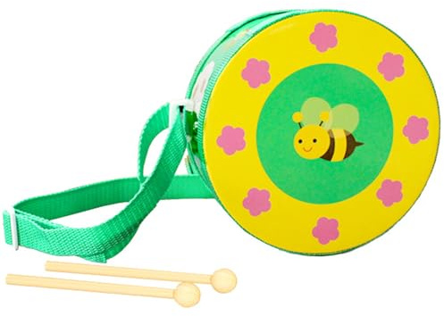 Shibida Tamburo per Bambini,Tamburo in Legno,Strumento Musicale in Legno con Tracolla e Bastoncini Giocattolo Di Imitazione e Risveglio Musicale