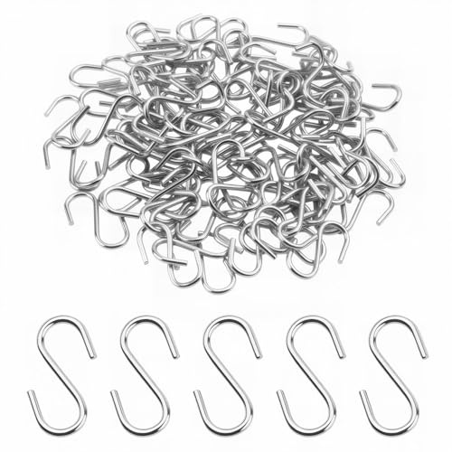 Crochets en S en Acier Inoxydable 304, Ensemble de 100 Crochets S Robustes, Pour Accrocher Clés, Bijoux, Sacs Légers et Décorations, Pratiques et Faciles à Utiliser(27x12x2mm)