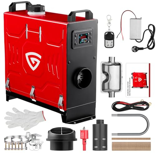 8 kW Dieselheizung Standheizung 12V & 24V & 220V All in One Diesel-Luftheizung mit Bluetooth App-Steuerung & Fernbedienung & LCD-Display , schnell aufheizende vertikale tragbare Diesel Standheizung