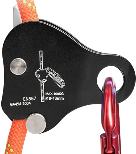 Generisch Climbing Protection Device, Self-Locking Climbing Stop Abseiling Device - Portable Mountaineering Equipment Fall Stop Protection for Tree Climbers and Height Work