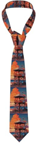 Cravate WHJSHOP pour homme Petit pavillon sur la plage Motif pour affaires, quotidien, travail, anniversaire, mariage, fête, banquet, cadeau