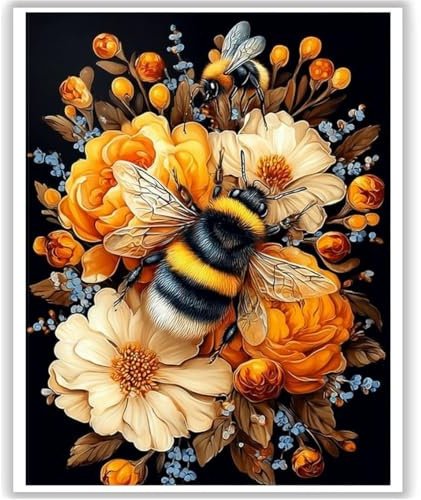 Viart Bee Paint by Numbers for Adults 16x20 Inch Frameless | Bee Painting by Numbers for Adults for Home Wall Decor Gift