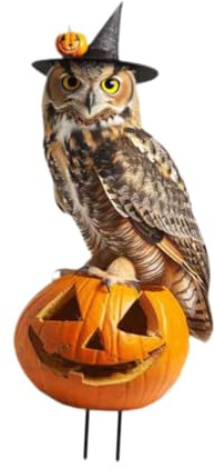 Gazechimp Estaca de Jardín Calabaza Animal Halloween Ornamental Metal Hierro Decoración Resistente Inserción Césped Adecuado para Patio Hogar, Búho