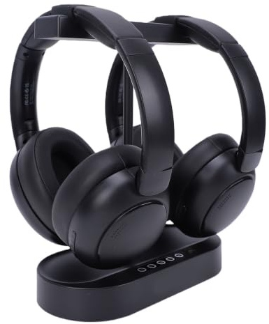 Goshyda Double Casque sans Fil pour Regarder la Télévision, Casque TV 2,4 GHz à Faible Latence avec Base de Chargement de L'émetteur, Bluetooth 5.4, Stéréo HiFi, pour Personnes âgées