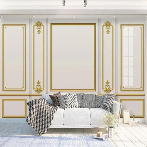 Mural 3D papel pintado, oro estilo euro escayola con fondo de pared en relieve de pared de dibujo adhesivo del dormitorio del salón, tela de seda pintura