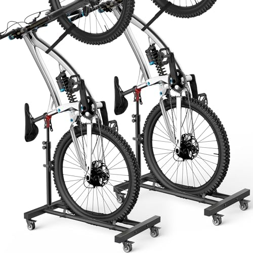 Housolution Vertical Bike Stand with 360°Wheels up to 29, [2 Pack]Adjustable Height, No Drilling holds up to 80lbs, Freestanding Bike Rack for Garage & Apartment, Bike Stand Floor for MTB/Road Bikes
