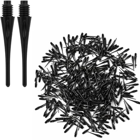 Sinbana 300uds Paquete de Puntas Dardos Suaves con Rosca 2BA, Puntas Repuesto Nailon Duradero Dardos de Punta Suave Resistentes a Roturas Juego Accesorios para Dianas Electrónicas (Negro)