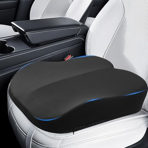 BORDRISE Cojín elevador de asiento para adultos en espuma viscoelástica para automóvil, diseño de cuña plana frontal para movimientos de piernas sin restricciones, mejora la visibilidad al conducir