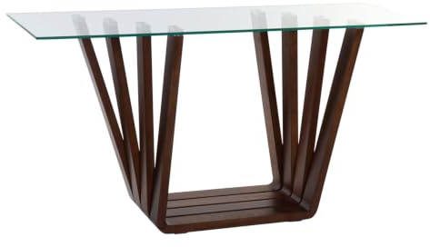 Alexandra House Living Consola de Nogal y Cristal marrón Transparente, 145 x 45 x 75 cm
