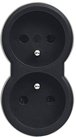 Legrand 050504 Fiche MultiPrise 2 Prises de Courant avec Sorties Frontales, 2P+T, 16A, 230V, Noir