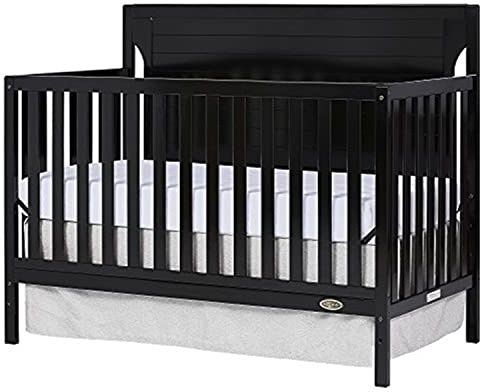 Dream On Me Cape Cod 5-In-1 Convertible Crib In Black, Greenguard Gold And JPMA Certified, Built Of Sustainable New Zealand Pinewood, 3 Mattress Height Positions