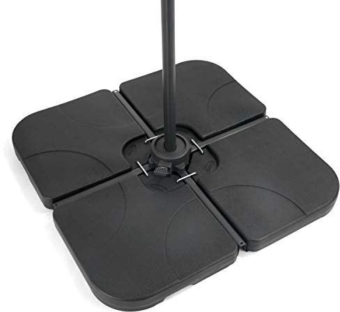 CHRISTOW Cantilever Banana Parasol Base 80kg, Garden Patio Umbrella Weights, Heavy Duty Weather-Resistant Resin, Fillable with Water or Sand, 4 Sections, Fits 4.5cm to 6cm Cross Bases