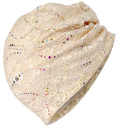 PRETYZOOM Chemo Hut Krebspatienten Schlafen Nachtmütze Hut Baumwolle Haar Turban Mütze Nacht Kopfbedeckung Haarausfall für Frauen (Beige)