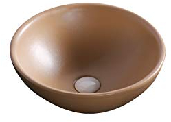 Art-of-Baan® Design-Waschbecken aus Keramik I hochwertiges Handwaschbecken mit Lotus-Effekt I kleines Aufsatzwaschbecken in matt/glänzend braun I Maße: 400 x 400 x 140 mm