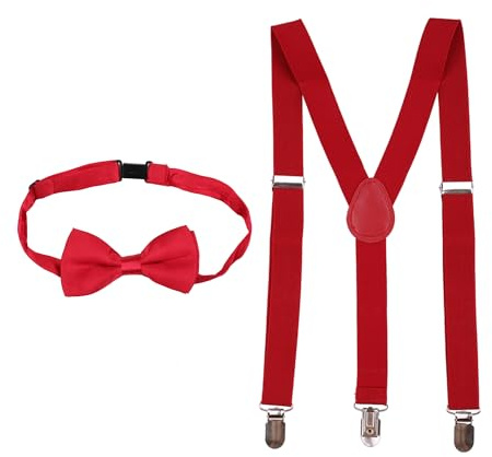Trimming Shop 65mm X 25mm, Kids Suspenders and Bow Tie Set, Burgundy
