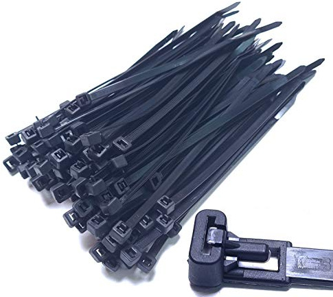 100 Stück Kabelbinder wiederverschließbar 300mm x 4,8mm schwarz wiederlösbar Mehrweg Nylon wiederverwendbar UV stabil