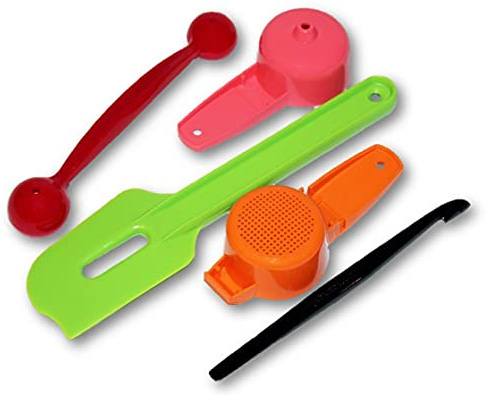 Tupperware Gadget Lot 5 Piece Tiny Treasures Set - Spatula, Melon Baller, Sifter, Funnel and Citrus Peeler