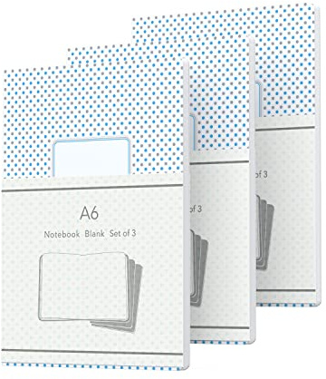 JiaWei 3 STK Notizbuch, A6 Notizblock, Blanko (32 Blatt) Notizheft, Notizbücher, Skizzenblock, Classic Tagebuch, Schreibblock, Augenschutz Zeichenblock für Memos, Malen und Graffit,10.5x14.5cm