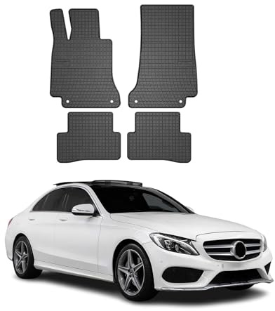 OMAC Gummi Fußmatten kompatibel mit Mercedes C Klasse W205 2014-2021 Automatten Schwarz 4X