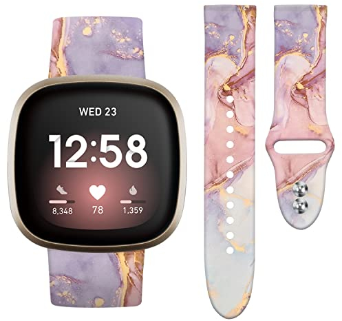 Vozehui Armband Kompatibel mit Fitbit Versa 3/Versa 4/Fitbit Sense 2/Sense für Damen Herren, Weiches Ersatzarmband mit Silikon Druck Sport Ersatzband