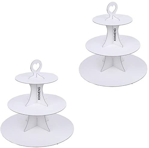 XIXIMENG 2 Pack Cupcake Stand for 24 cupcakes 3-Tier Cake Stand cardboard, Perfect for Wedding, Birthday Party, Baby Shower and Graduation