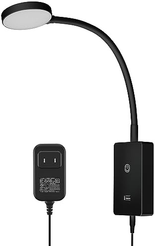 PRINCEWAY Touch Dimmable LED Wall Mounted Bedside Reading Light, Black Flexible LED Wall Reading Lamp for Nightstand in Bedroom, 120° Wide Angle Neutral White Lighting, with 5V2A USB Output Port