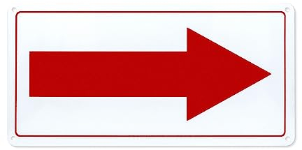 Rot Pfeil Schild Aluminium 30 x 15 cm Selbstklebende Reflektierende Sicherheitsschilder aus Metall Wasserdicht für den Außenbereich 2 Stück