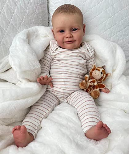 Zero pam Reborn Puppe Groß 60 cm Reborn Baby Puppen Lebensechtes Silikon Baby Junge BabyPuppe Weicher Körper Handgefertigte Puppe Ab 3 Jahren Mädchen