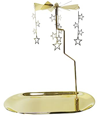 Kingnero Rotary Kerzenhalter mit Tablett/Spinner Drehen Teelicht Kerzenhalter/Glod Karussell Kerze für Weihnachten Valentinstag Party Dekoration und Geschenk (Goldener Stern)