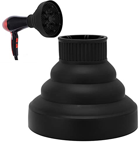Portable Travel Hair Diffuser, Collapsible Hair Blow Dryer Diffuser with Dense Air Outlet for Curling (Black)