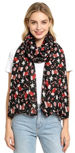 Lina & Lily Damen Schal Tuch mit Weihnachts-Muster
