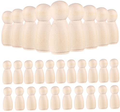 STOBOK 30 Stück Holzsteckpuppen Zum Bemalen Diy Puppen Aus Holz Für Kinderhandwerk Leere Unbemalte Bastelbedarf