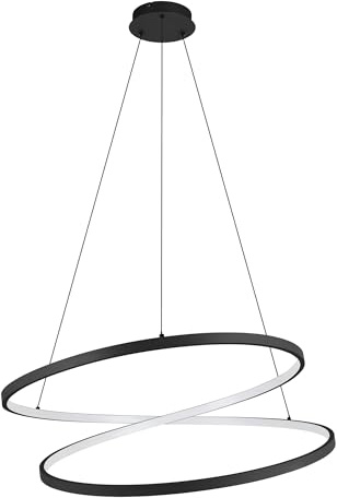 EGLO LED Hängelampe Ruotale, Pendelleuchte über Esstisch | Esszimmerlampe geschwungen, Hängeleuchte Ringe aus Metall in Schwarz, warmweiß, Ø 70 cm