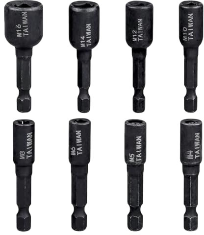 Wzhtuzi 8 Stück M4-M16 Gewindebohrer Stecknuss Adapter, 1/4 Zoll Sechskantschaft Gewindebohrer Stecknuss Nuss Adapter, Adapter für Gewindebohrer, für Elektrische Bohrmaschine