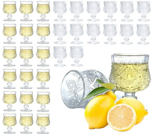 Soopiiso Cordial - Juego de 32 vasos de chupito con tallo, vasos de chupito de tequila, vasos de jerez