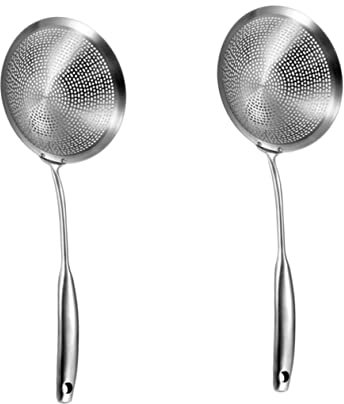 PRETYZOOM 2 Piezas Colador De Acero Inoxidable Olla Caliente Cucharón Colador Cuchara Espumadera Pequeña a Ranurada Ditalini Espumadera a Ranurada a a