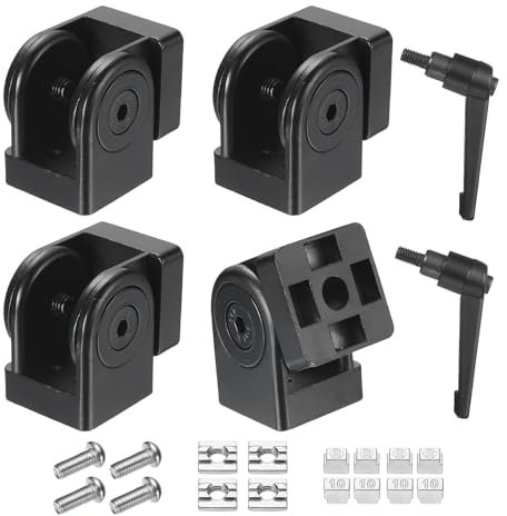 sourcing map 2Pcs Die-Cast Aluminum Pivot Joint 180°Adjustable Flexible Pivot Joint Connector with M8 Screws for 3030 Series Aluminum Extrusion Profile, Aperture 8mm, Black