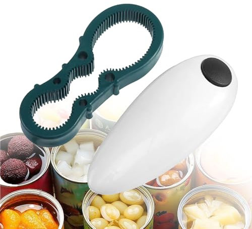 Electric Can Opener, Automatic Auto Electric Can Opener with Battery Operated, One-touch Operation and Suitable for Most Cans, Smooth Edge Design, Compact and Portable, for Senior with Arthritis