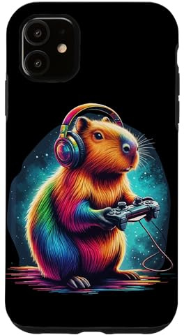 Capybara Gaming Lover Video Game Colorful Capybara Gamer Case for iPhone 11