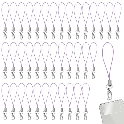 50 Stück violeta Cordón para teléfono móvil para llaveros, presillas para teléfono móvil con mosquetón, correa de anilla para teléfono, cordón con colgante para teléfono móvil, colgante para llave USB