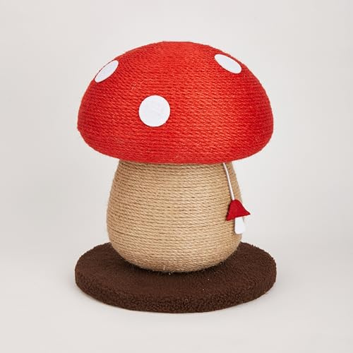Rascador para Gatos con Forma de Seta, Corda de Juta Rojo/Natural, Catnip Dentro, fácil de Montar, Base Resistente para Todas as raças de Gatos e gatinhos