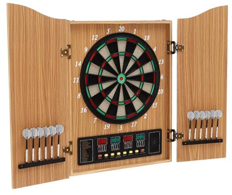 Profi Dart Scheibe Elektronisch - Dartscheibe Dartautomat E-Darts automatischer mit 12 Dartpfeilen & 88 Ersatzspitzen, für Erwachsene & Kinder, Bis zu 16 Spieler (Gelb, 102x62cm)