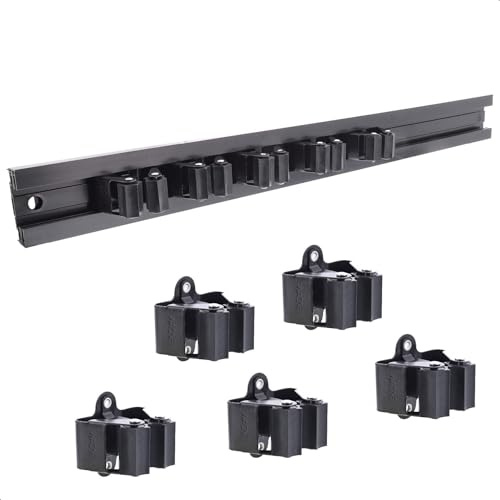 WAGNER - hooks4tools - Gerätehalter CLIPS & SCHIENE AUSZIEHBAR - 600-1170 x 55 mm, 5 Clips 52 x 52 x 38 mm, aus Aluminium, für Geräte Ø max. 3 cm, Tragkraft bis 2 kg/Clip - 15209611