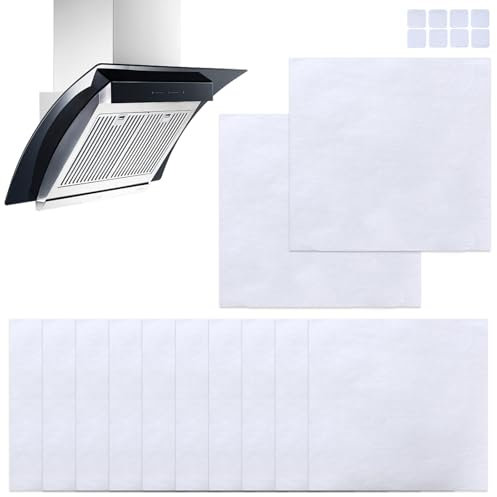 12 Pcs Cooker Hood Filter Paper, 44 * 46cm Extractor Fan Filters With Good Heat Resistance, Cooker Hood Filters Universal Cut to Size, Suitable for Most Cooker Hoods